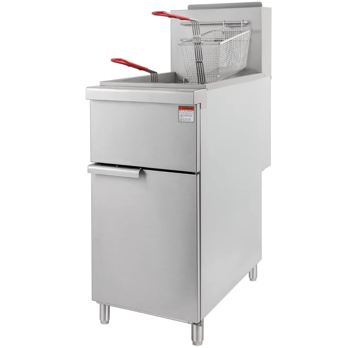 Commercial Gas Floor Fryer with 2 Baskets, 4 Tube Burners, 40 LB Capacity Stainless Steel C1459