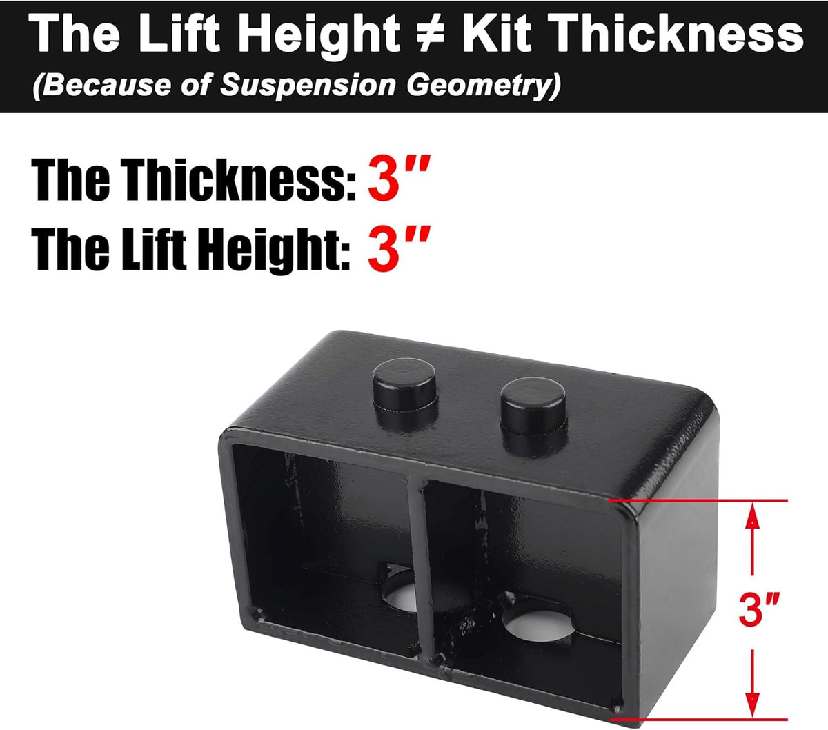 3" Rear Leveling Lift Block Kits Square U-Bolts Pickup Pack of 2 C2665