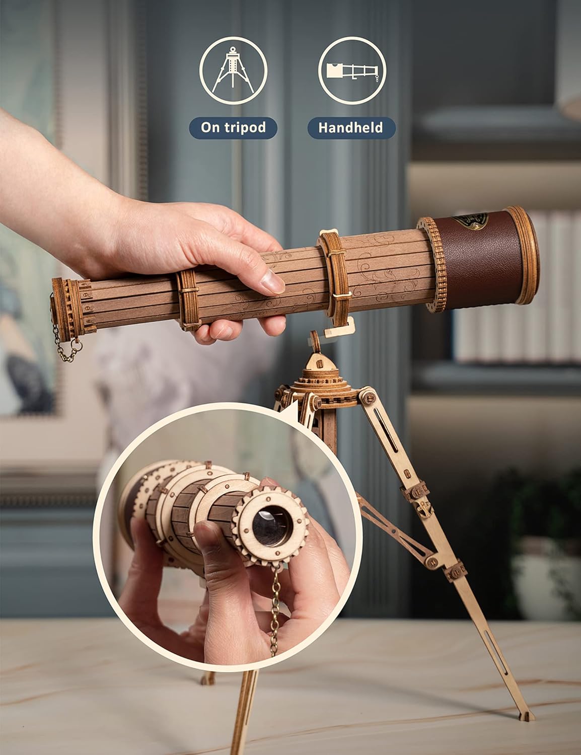 3D Wooden Telescope Building Model Kit with Tripod A345