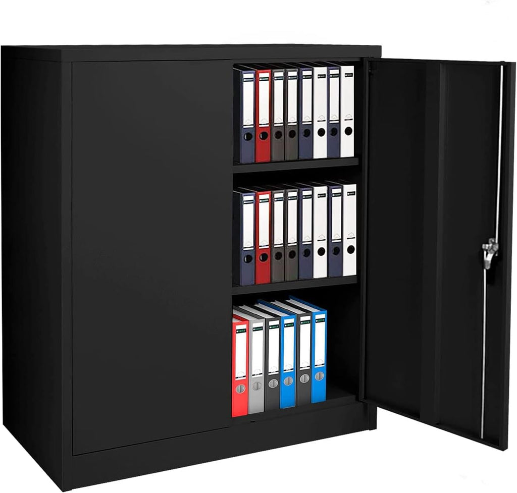 White 42” Steel Storage Cabinet with 2 Adjustable Shelves and 2 Doors P910689