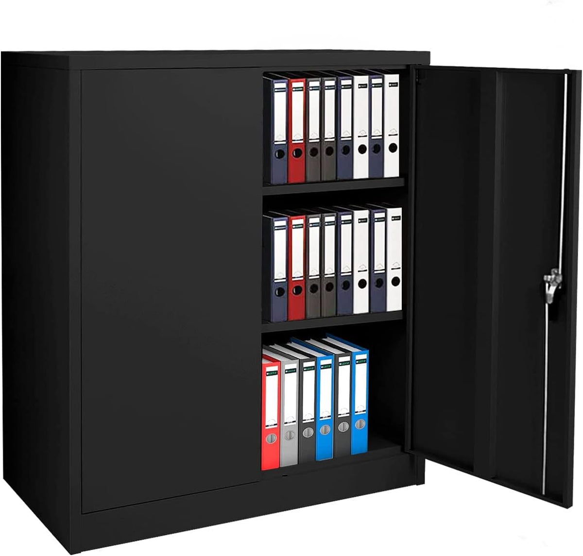 White 42” Steel Storage Cabinet with 2 Adjustable Shelves and 2 Doors P910689
