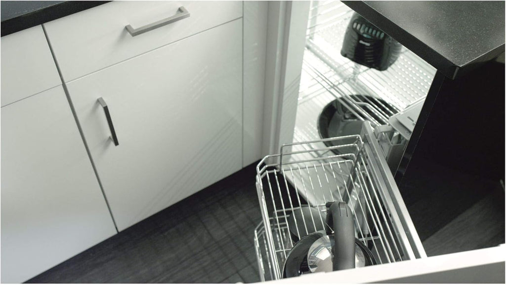Chrome Sliding 4-Shelf Blind Corner Cabinet Organizer F28195