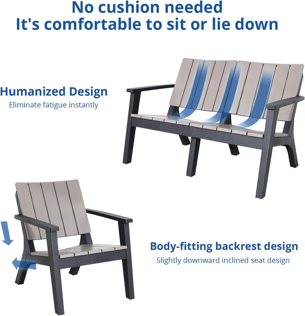 4 Pieces Resin Outdoor Furniture Set with Loveseat, 2 Chairs, Coffee Table L6137