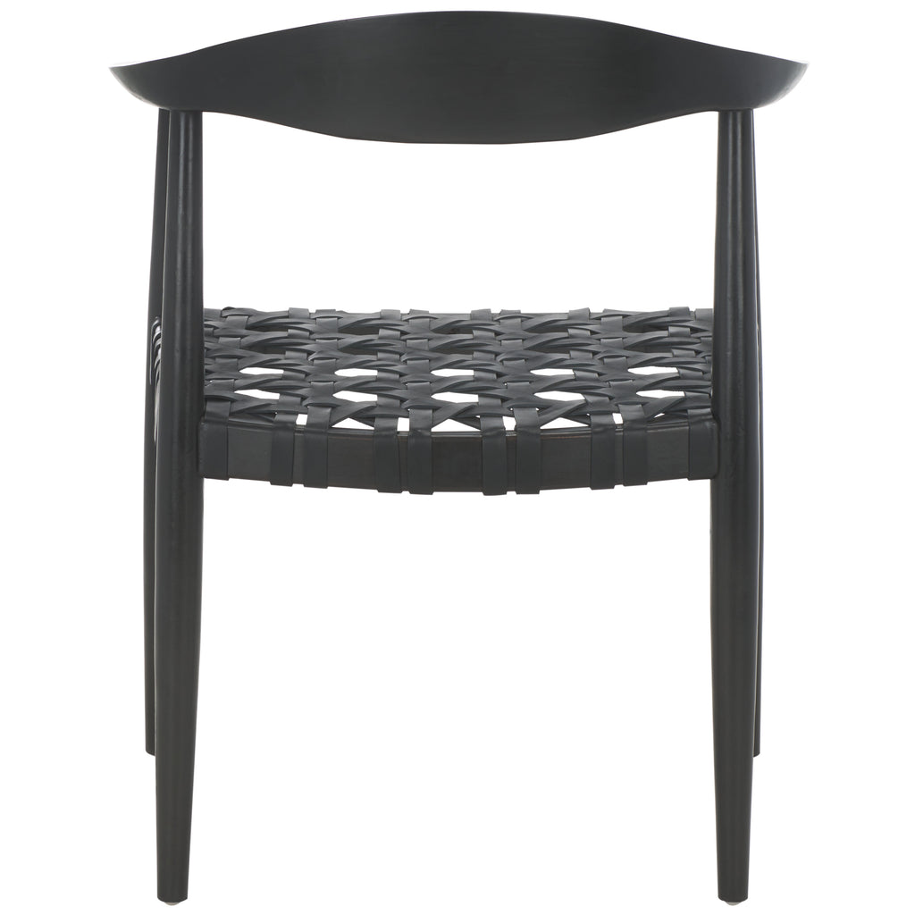 Black Leather Woven Accent Chairs G21421