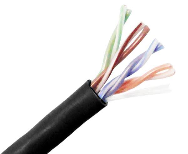 Cat5e Plenum Bulk Ethernet Cable, Solid Copper UTP, 24 AWG 1000ft, Black F618