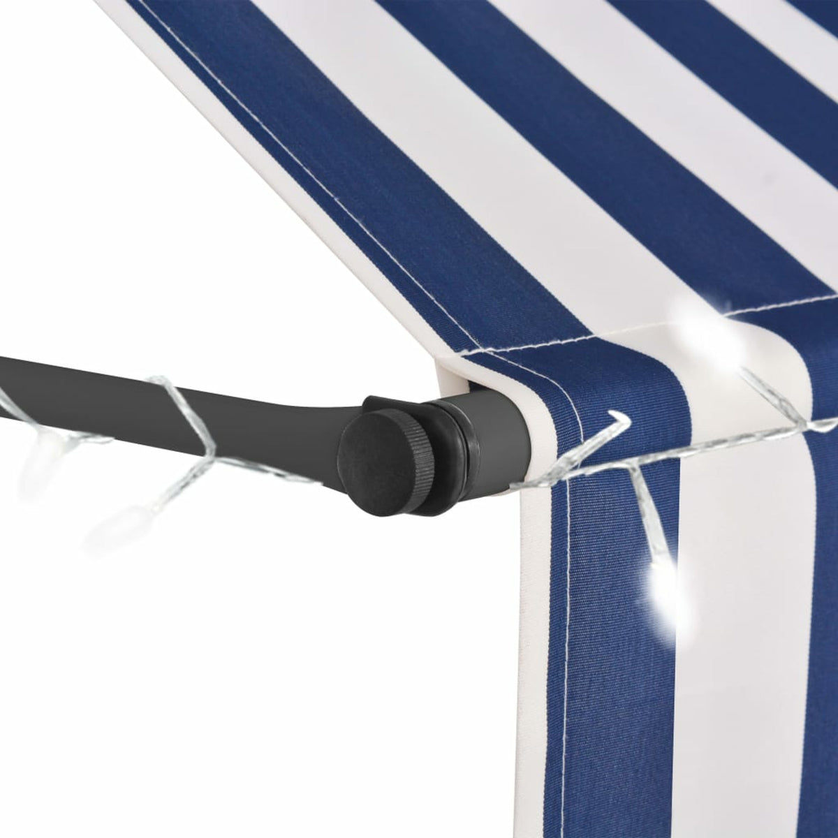 Retractable Awning with LED 157.5" Blue and White M240
