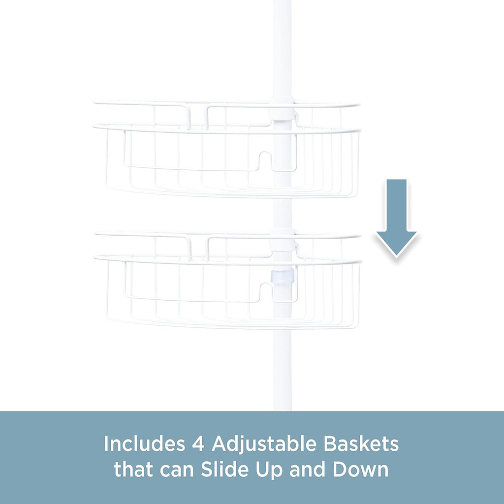 White 4-Tier Shower Corner Pole Caddy A3493