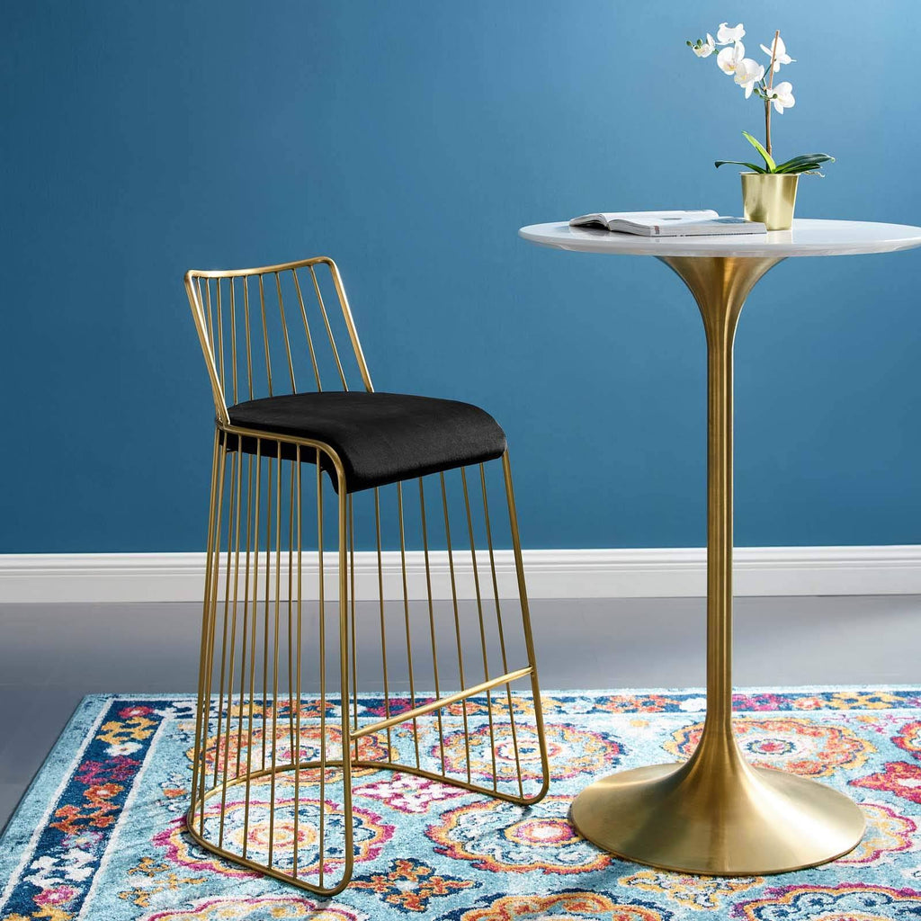 Gold Stainless Steel Velvet Bar Stool L359
