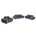 Genuine Leather Dark Gray 3 Piece Seating Set V35589