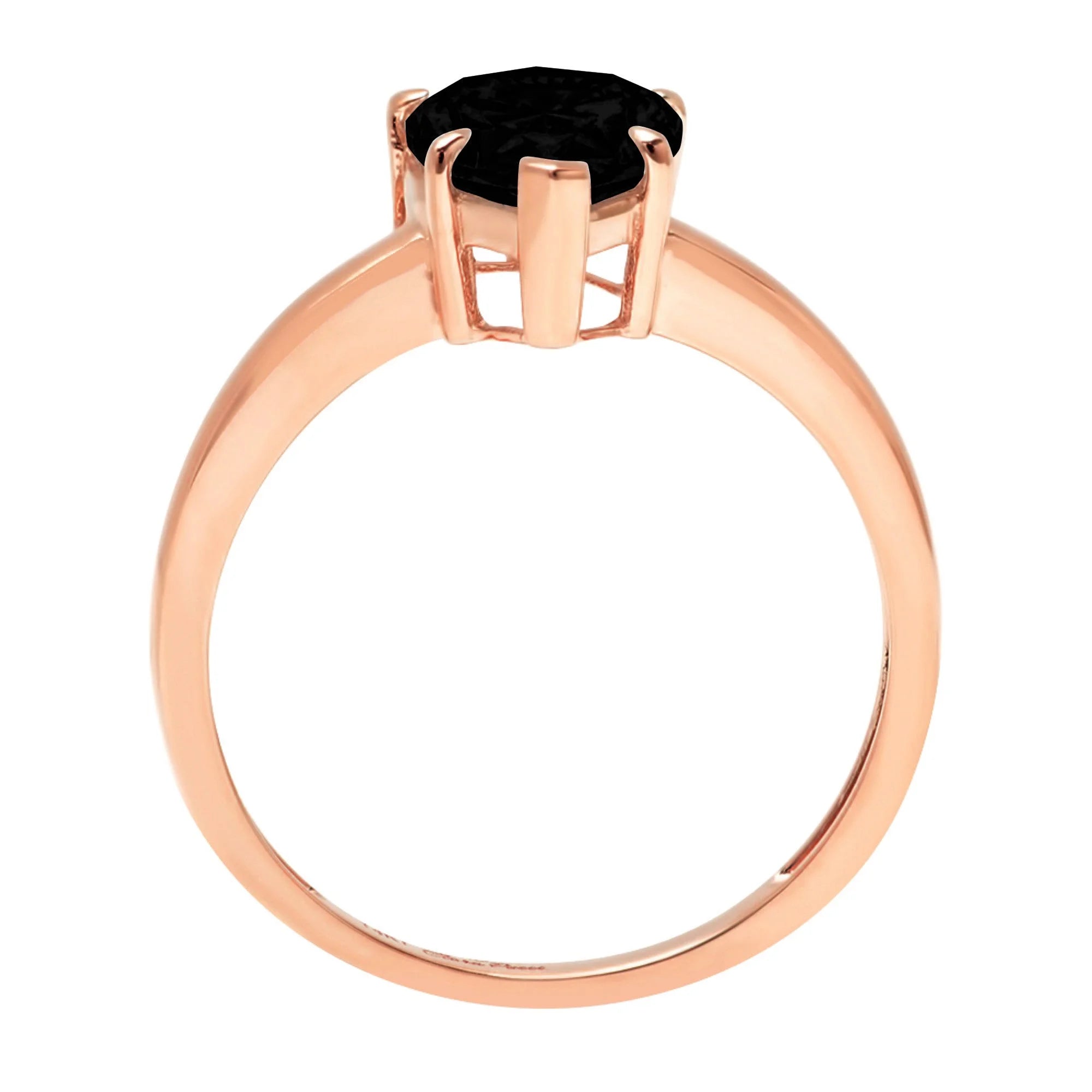 Pear Cut Black Onyx 14k Rose Gold Ring Size 10.75 T131180
