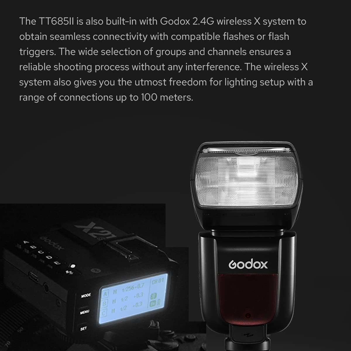 TTL GN60 2.4GHz Wireless Flash Speedlite with Flash Trigger Transmitter H857866