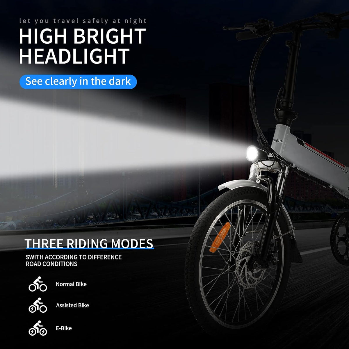 20 inch White 20 Folding Electric Bike with 36V 250W Removable Lithium-Ion Battery E50387