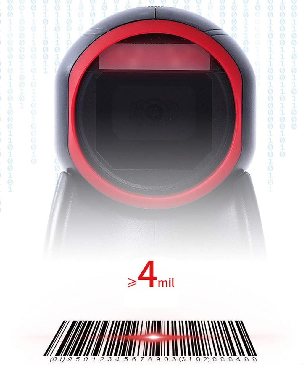 2D Barcode Scanner Desktop USB Wired Omni-Directional Hands-Free Automatic Barcode Reader Support 1D and QR-Code Pack of 2 K9826