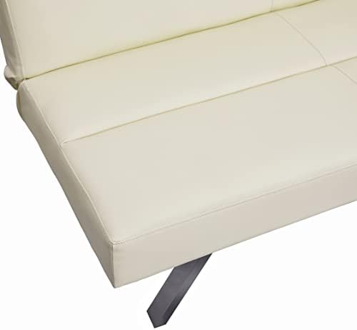 Faux Leather Convertible Folding Sofa Bed Futon with Chrome Legs M740