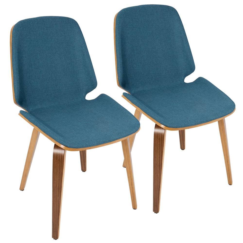Blue Fabric Walnut Wood Chair (Set of 2) W50310