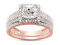1 1/2 ct. t.w Princess & Round Cut Lab Created Moissanite Diamond Halo Engagement Ring In 14K Solid Rose Gold Q410