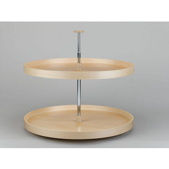 18x22 Round Banded Wood Lazy Susan, 2-Tray U850