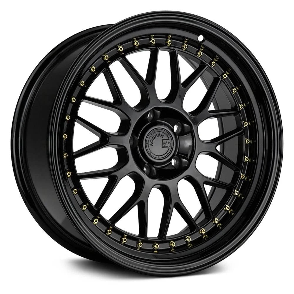 Gloss Black Wheel with Gold Rivets R49460