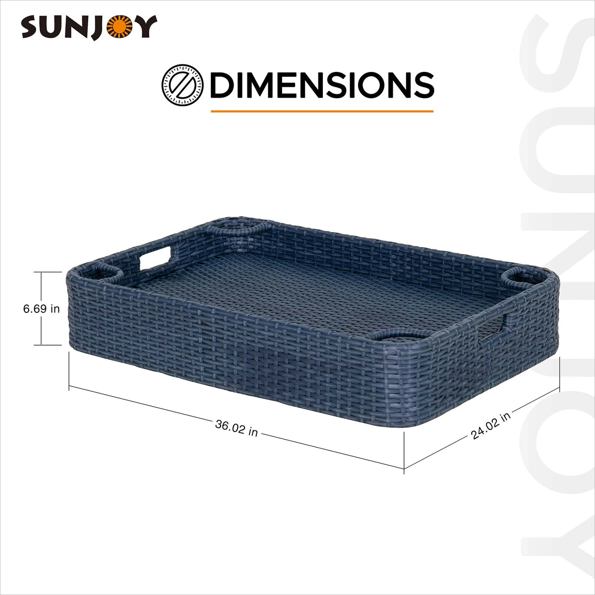 Navy Wicker Floating Pool Tray with Aluminum Frame S1868