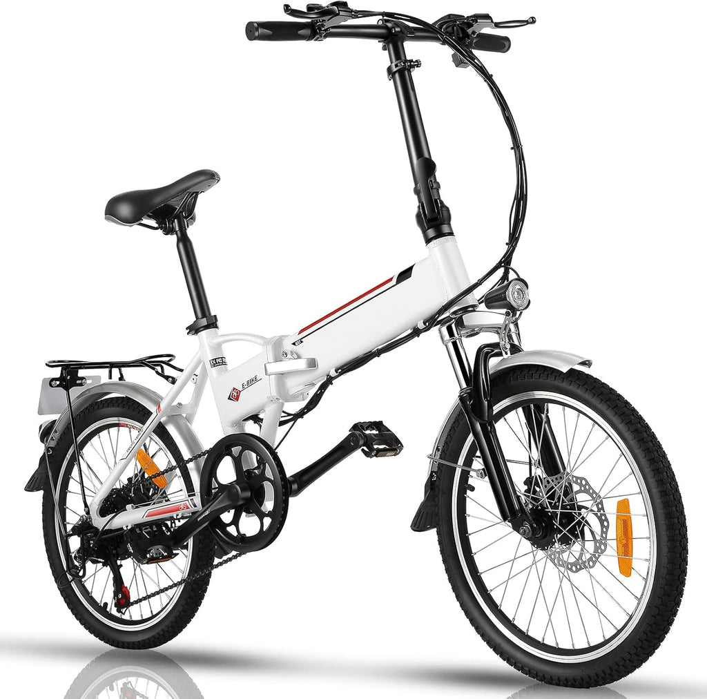 20 inch White 20 Folding Electric Bike with 36V 250W Removable Lithium-Ion Battery E50387
