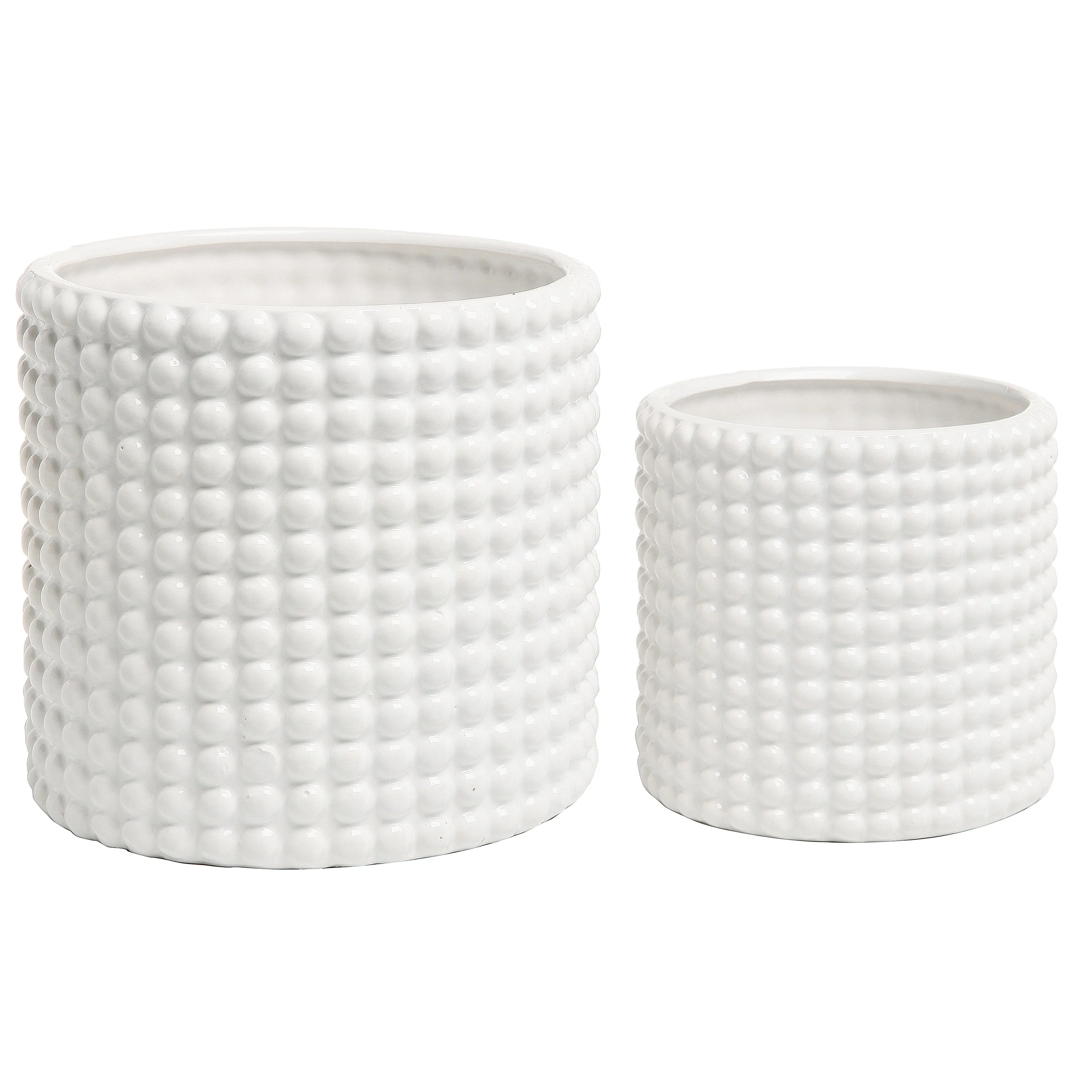 Set of 2 White Ceramic Flower Planter Pots N38366