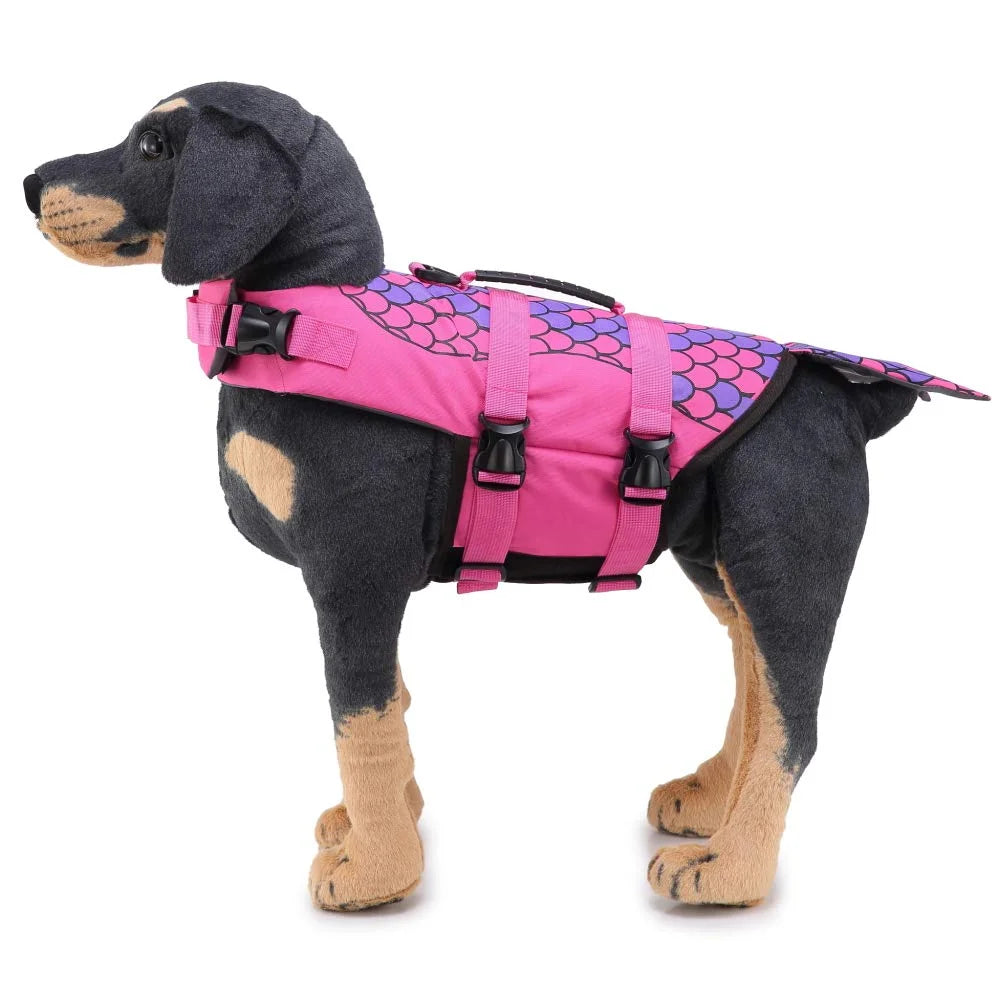 Rose Red Dog Life Jacket with Rescue Handle X2307