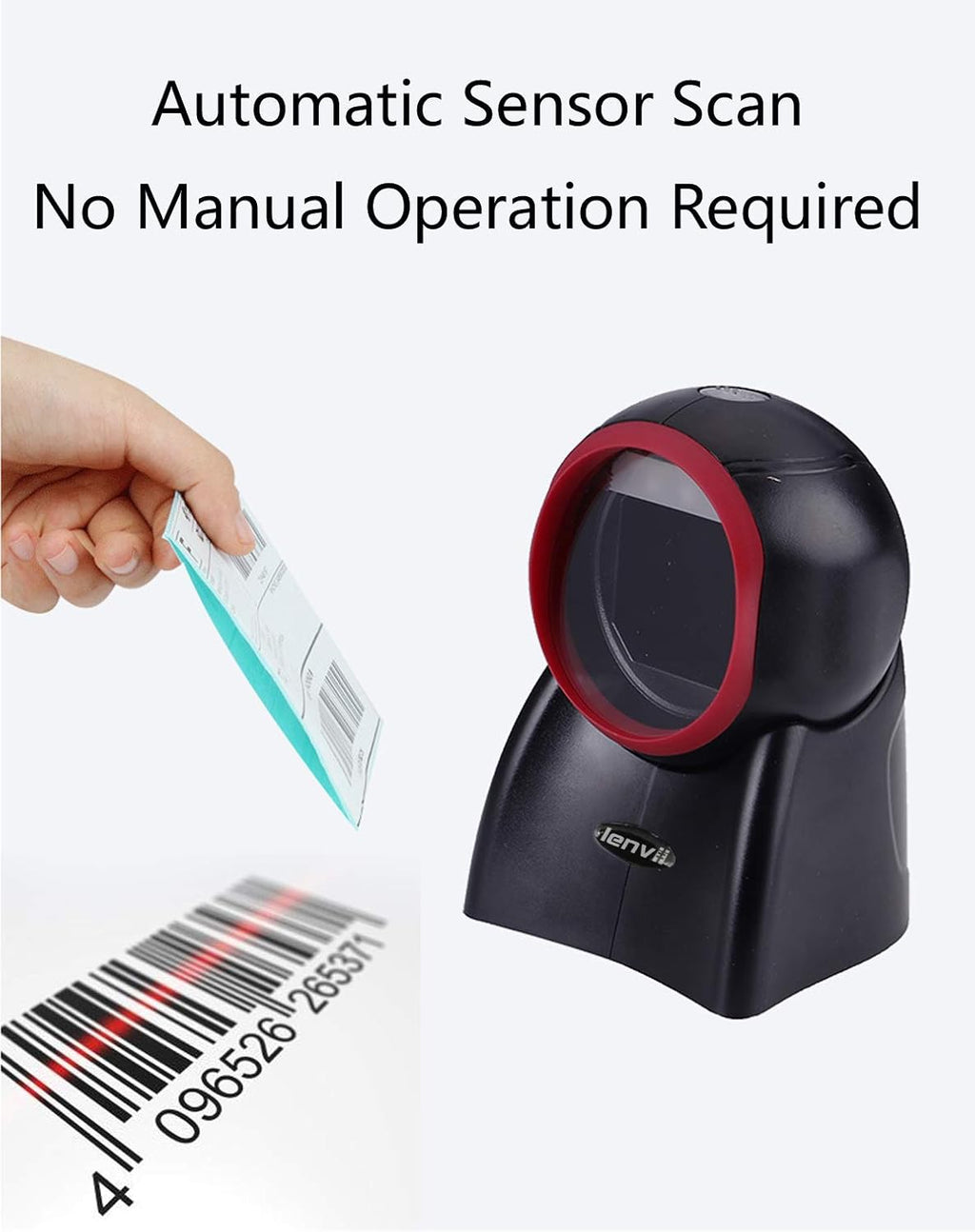 2D Barcode Scanner Desktop USB Wired Omni-Directional Hands-Free Automatic Barcode Reader Support 1D and QR-Code Pack of 2 K9826