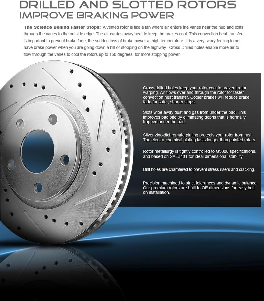 FRONT 255mm 5 Lug Rotors + Ceramic Brake Pads + Hardware Q348657