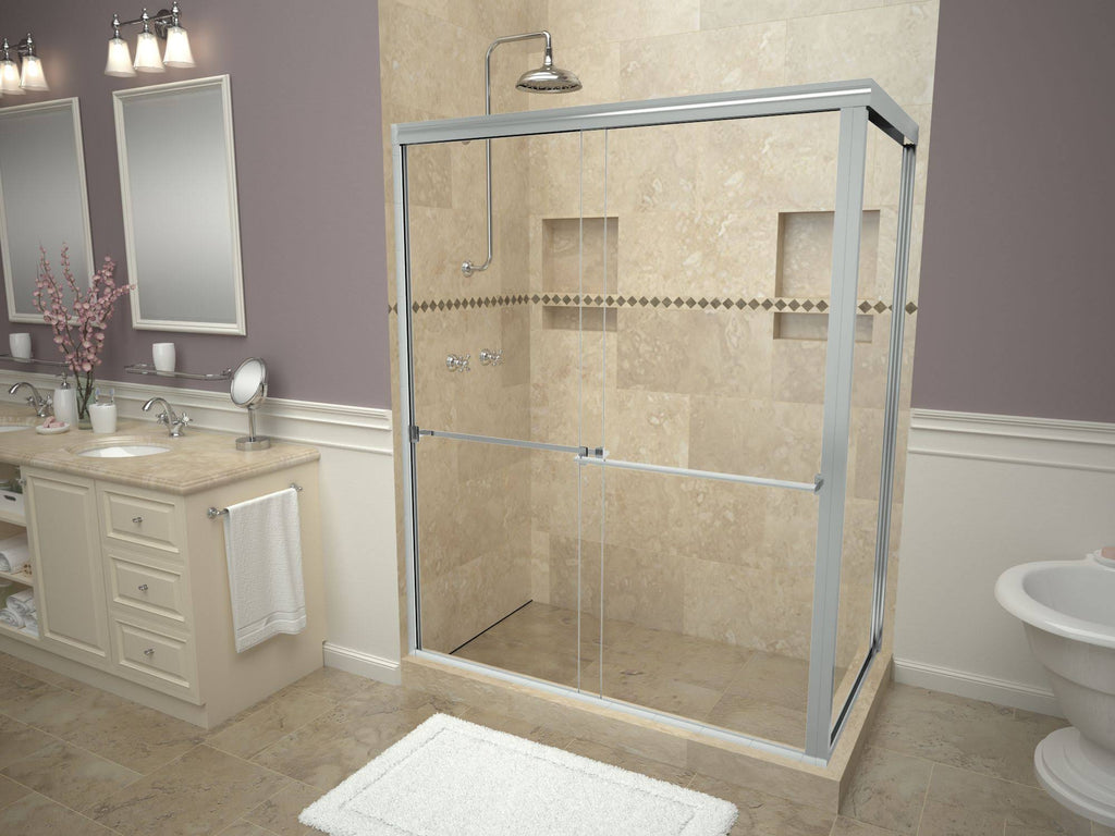 Trench Shower Pan with Left Drain and Right Dual Curb D647