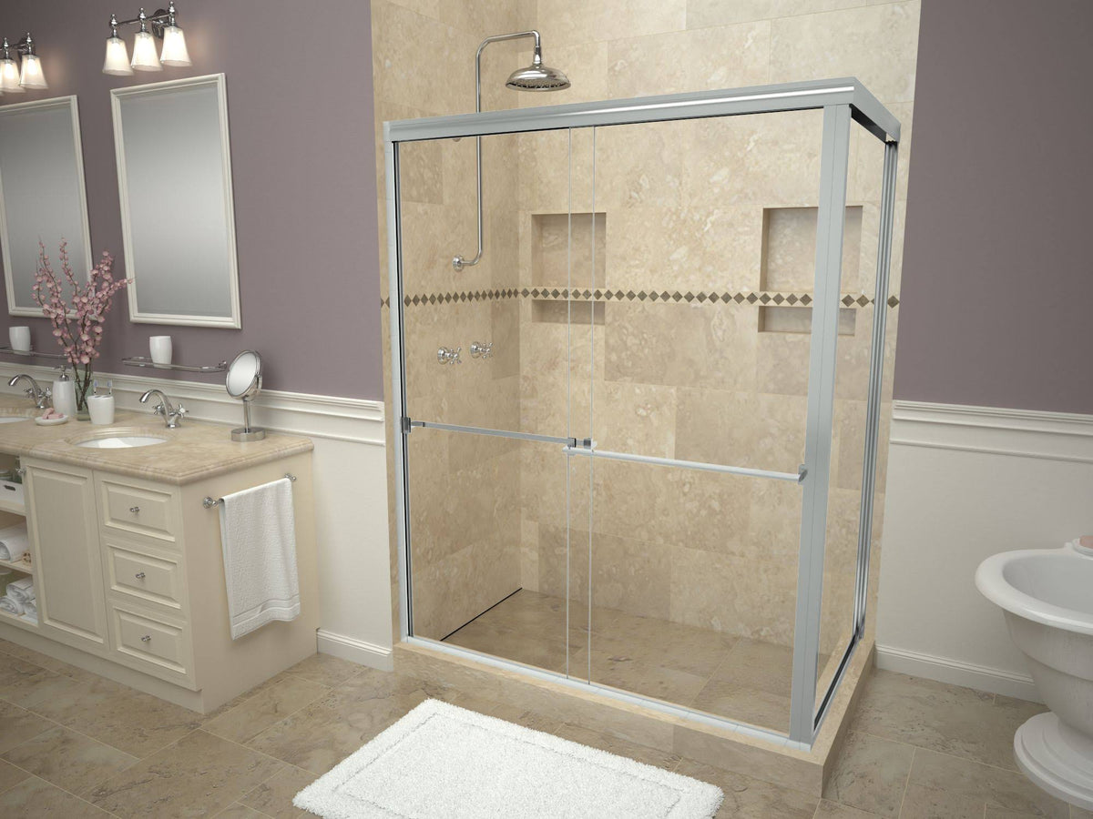 Trench Shower Pan with Left Drain and Right Dual Curb D647
