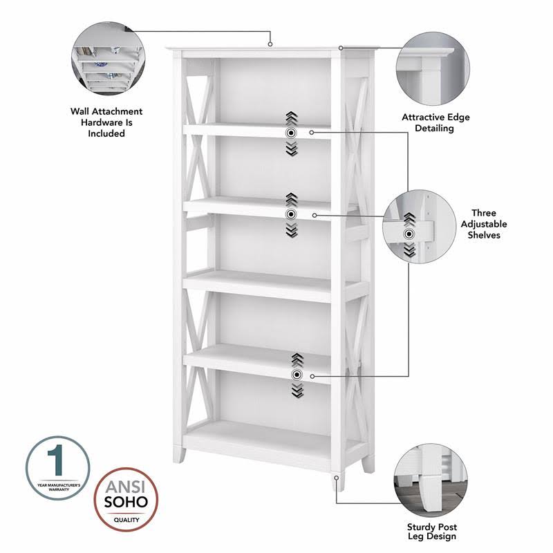 5 Shelf Bookcase Set in Pure White Oak I295325
