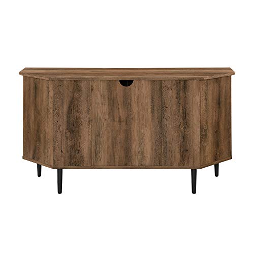 Rustic Oak 48 Inch Wood TV Stand with Glass Doors X591961