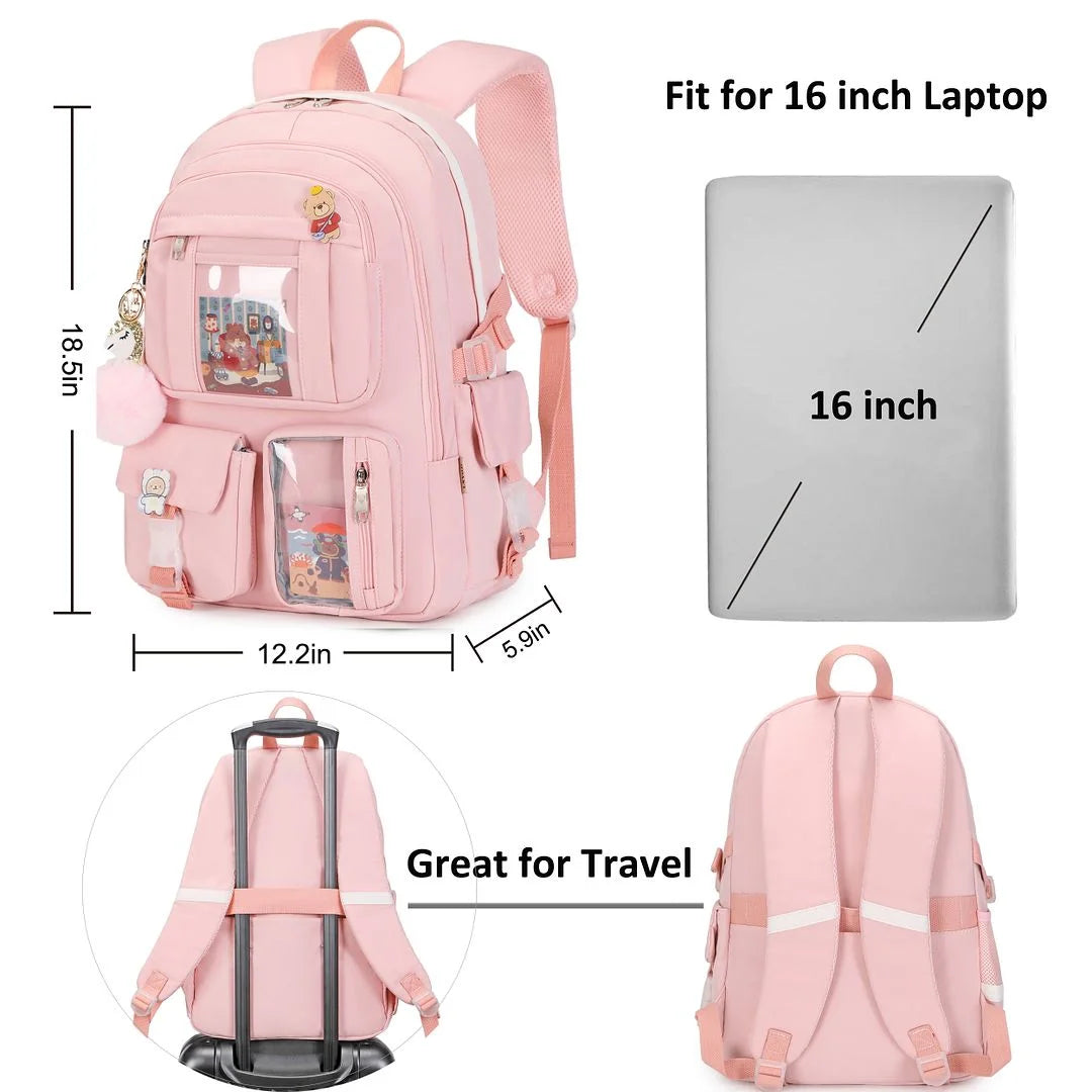 Pink 16 Inch Laptop Backpack U9891
