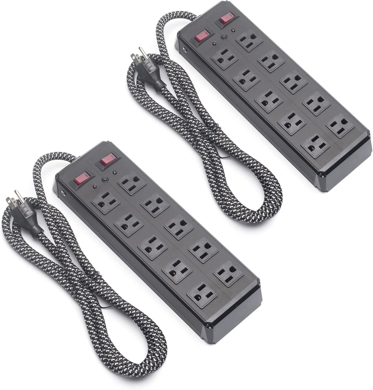 10 Outlet 2 Pack Heavy Duty Power Strip with 6 feet Extension Cord W619