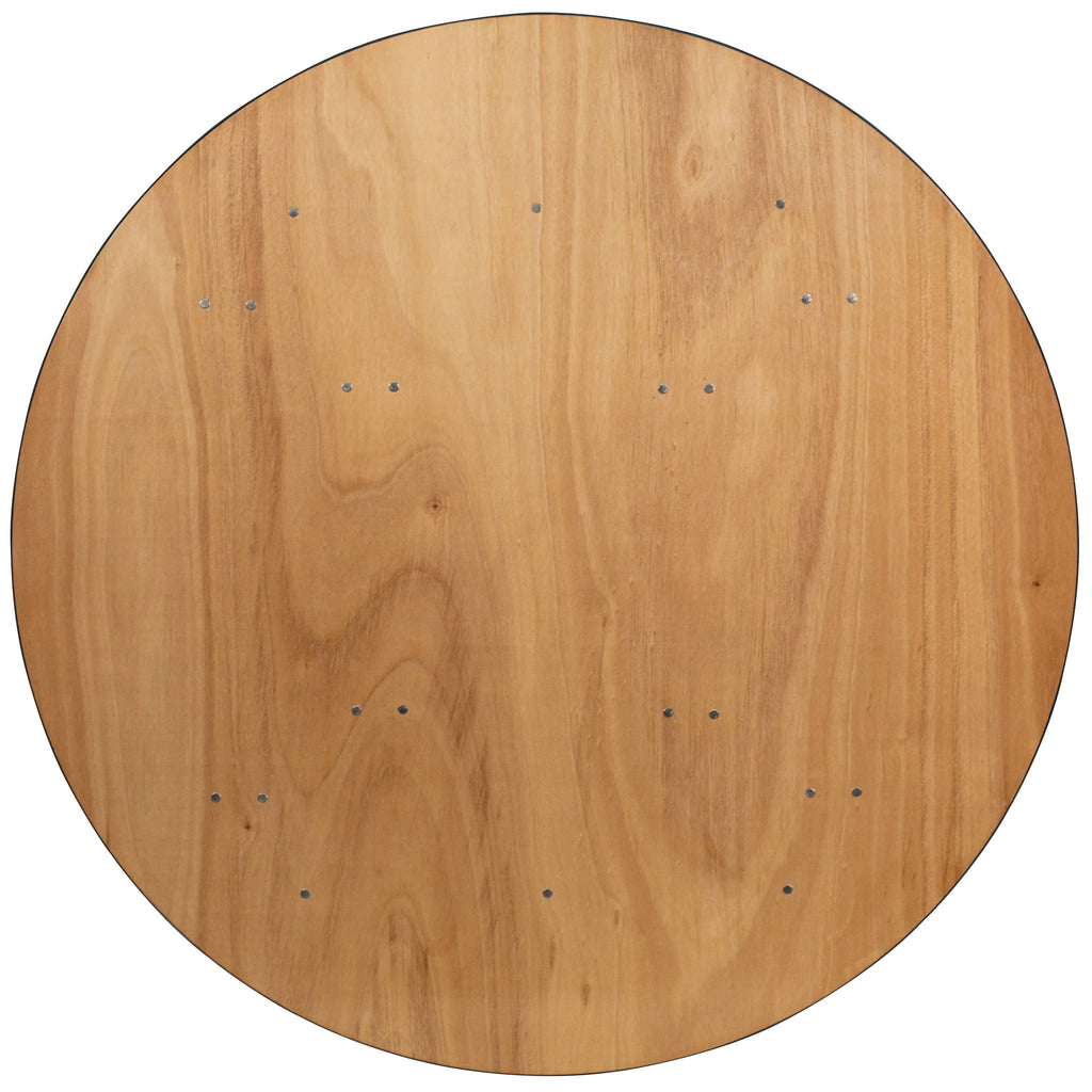 60x22 Round Folding Banquet Table, Clear-Coated Wood W833
