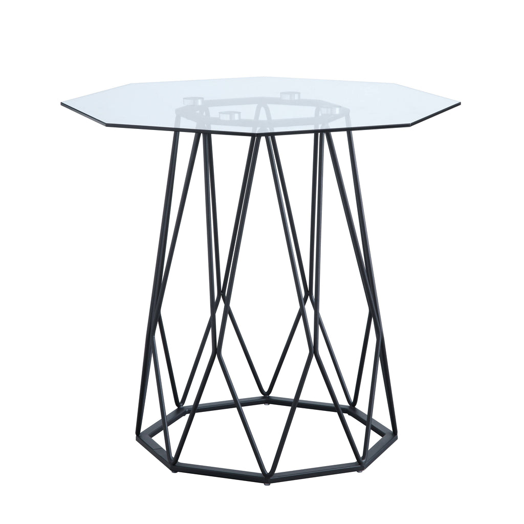 Black Glass Top End Table Y843