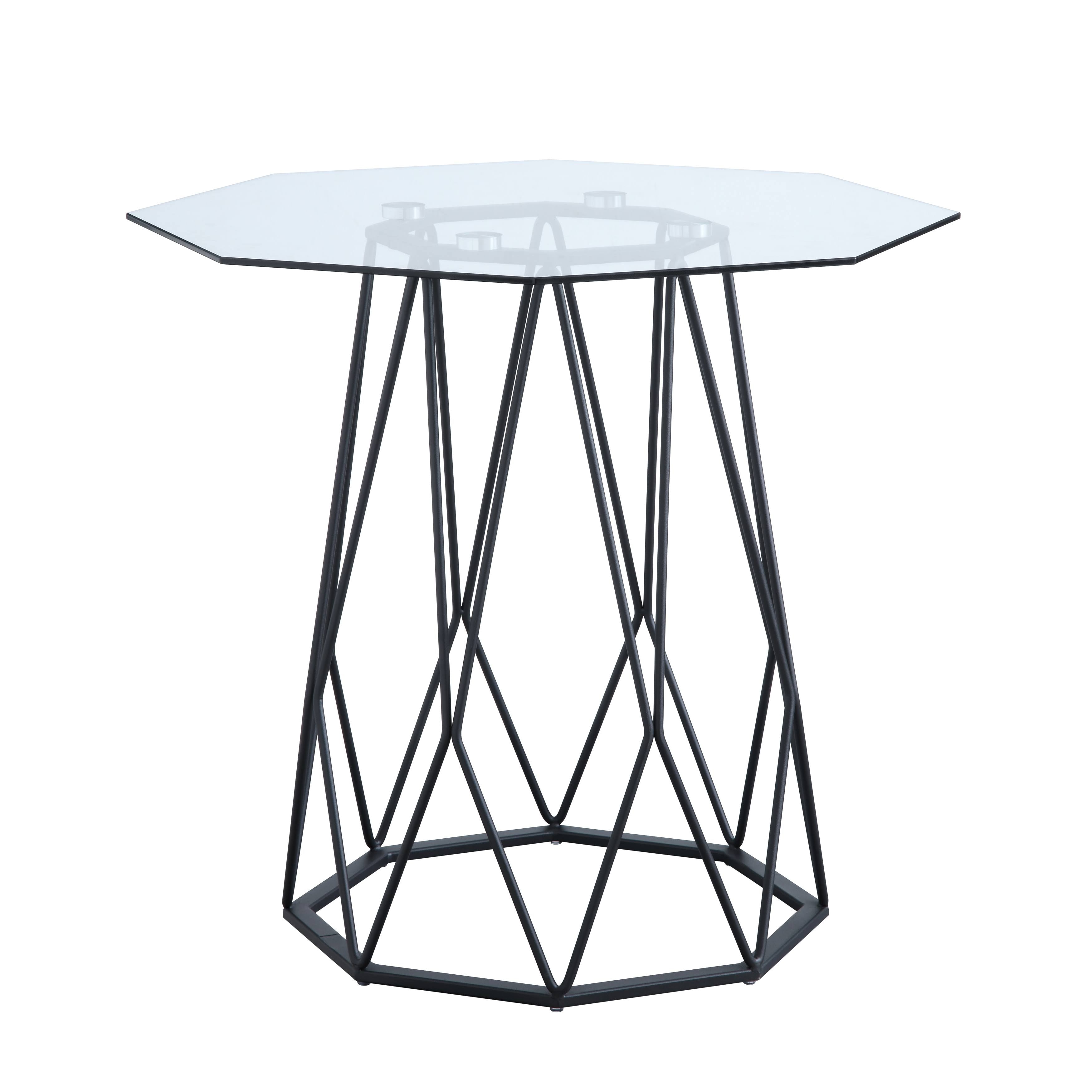 Black Glass Top End Table Y843