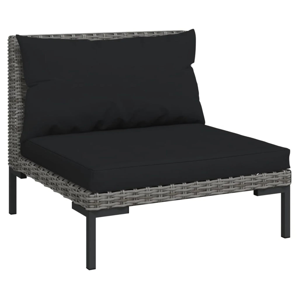 10 Piece Poly Rattan Dark Gray Patio Sectional Sofa Set with Cushions Y136824