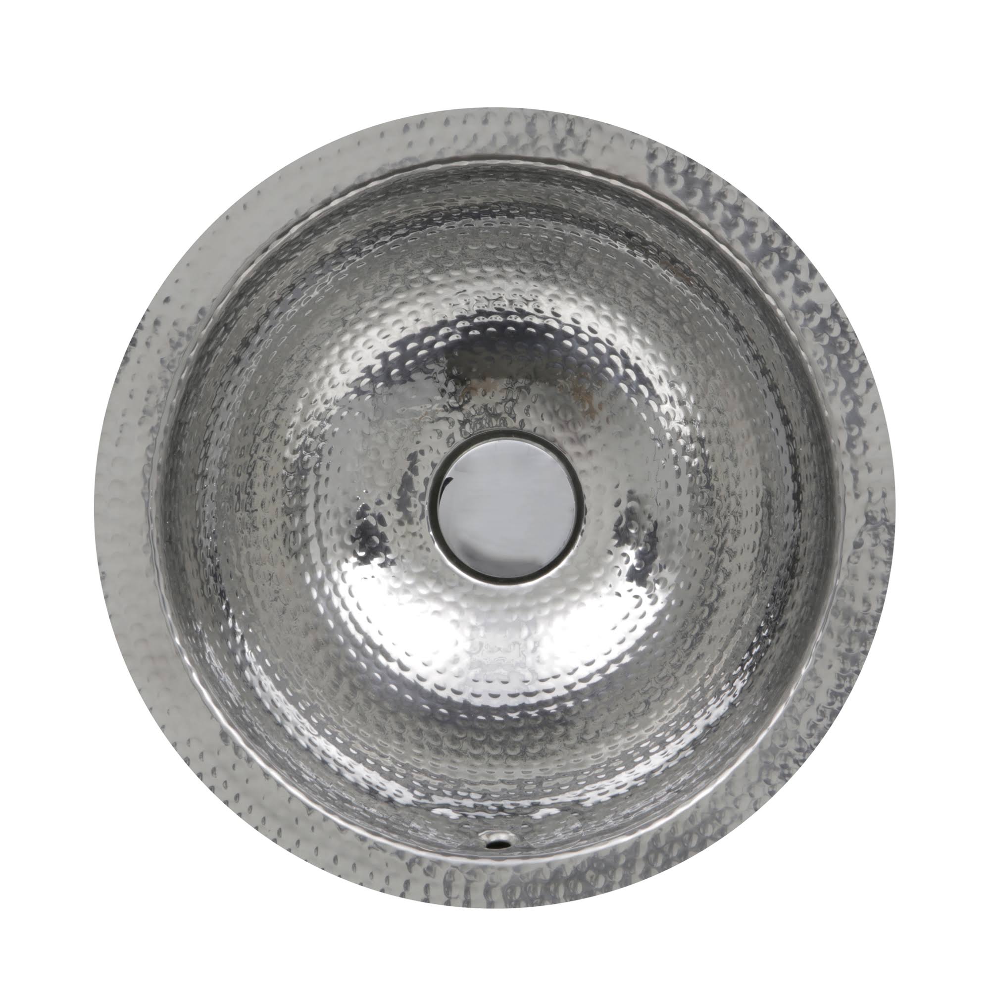 13 inch Hand Hammered Stainless Steel Round Undermount Bathroom Sink with Overflow W4970