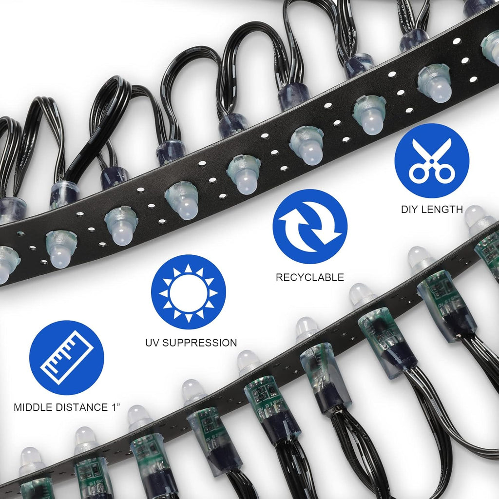 Black Mounting Strip for 12mm RGB Pixel Node, 50meter/Roll, 1 inch Hole Spacing, 30mm Wide, 1.6mm Thick, Pack of 2 T11135