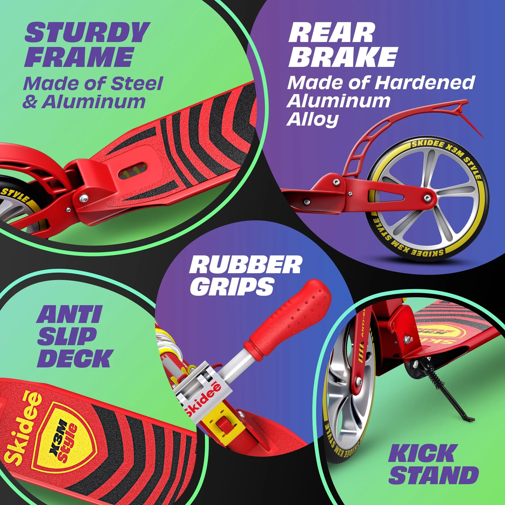 Red Scooter with Adjustable Handlebar V143
