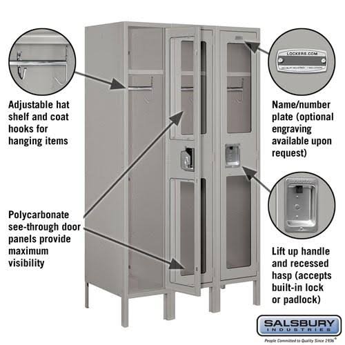 See-Through Metal Locker, Single Tier, 3 Wide, 6 Feet High, 18 Inches Deep, Tan M242