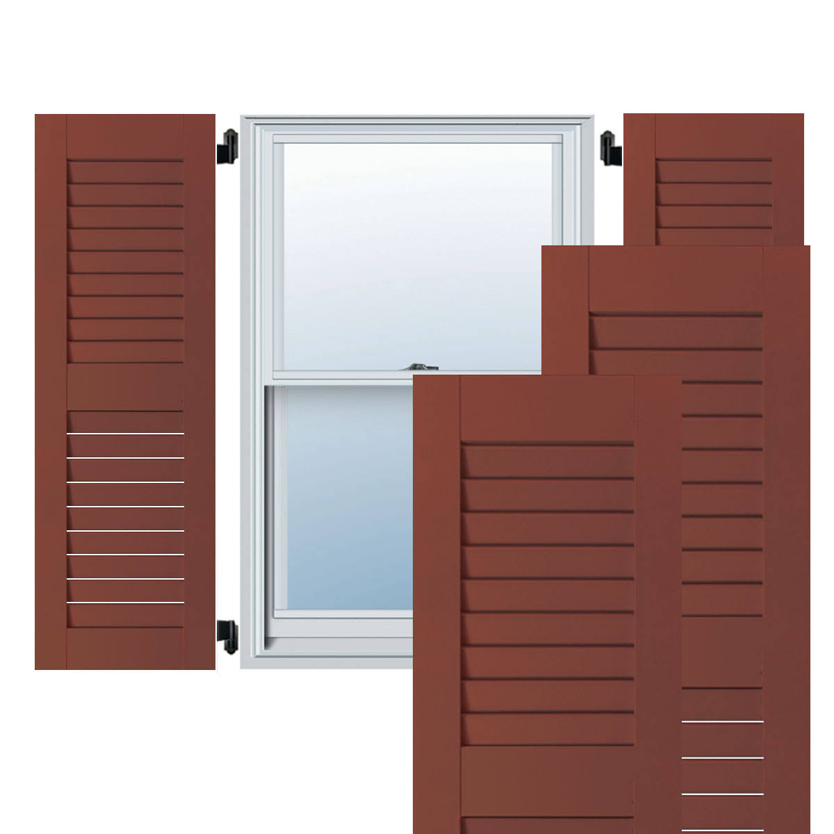 15 in. x 33 in. Exterior Real Wood Western Red Cedar Open Louvered Shutters Pair Q9035