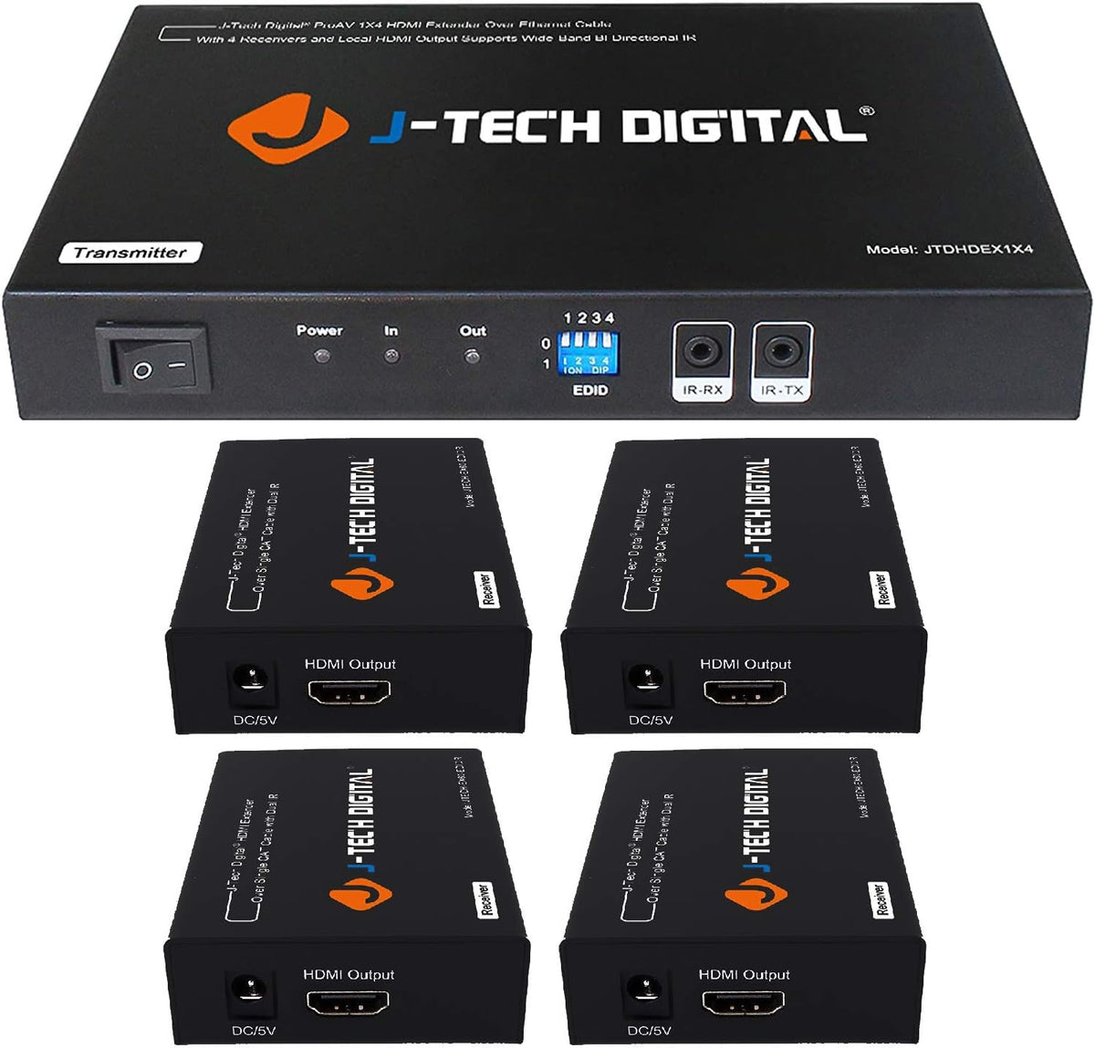 1X4 HDMI Extender Amplifier Splitter Over Ethernet Cable with Bi-Direction IR and EDID Functions X9052