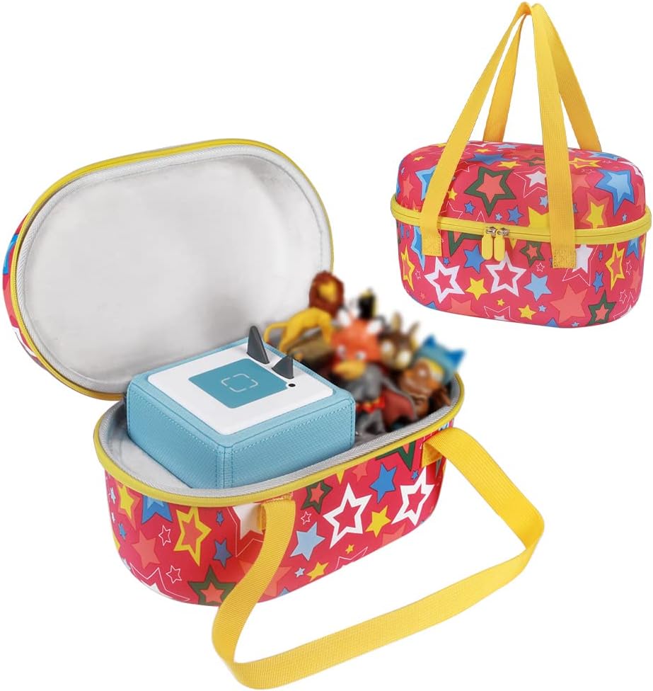 Portable Carry Case for Toniebox Starter Set and Tonies Figurines, Zipper Case Waterproof Shockproof (Green Star) P794680