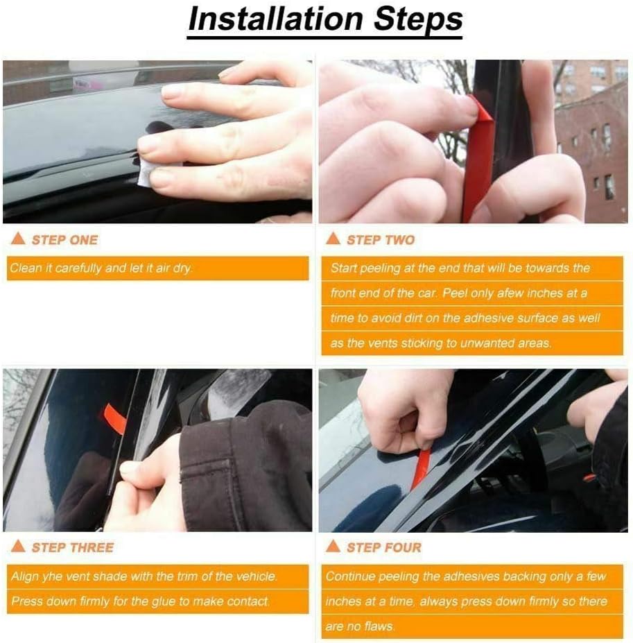 Black Tinted Side Window Vent Visor Deflectors Rain Guards Pack of 2 C5297