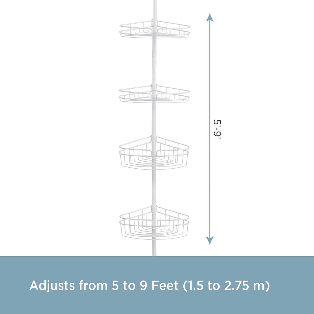 White 4-Tier Shower Corner Pole Caddy A3493
