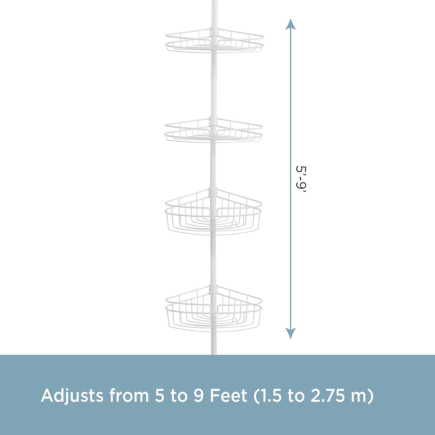 White 4-Tier Shower Corner Pole Caddy A3493