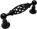 Flat Black Birdcage Cabinet Hardware Handle Pull 3-3/4 inch Hole Centers 15 Pack D1570