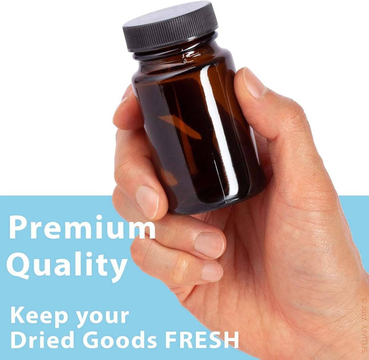 Amber Glass Packer Bottle With Black Ribbed Lid (24 Pack) N550702